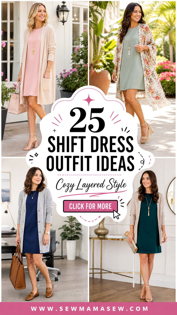 25 Shift Dress Outfit Ideas With a Cardigan for Cozy Style - 25 Shift Dress Outfit Ideas With a Cardigan for Cozy Style