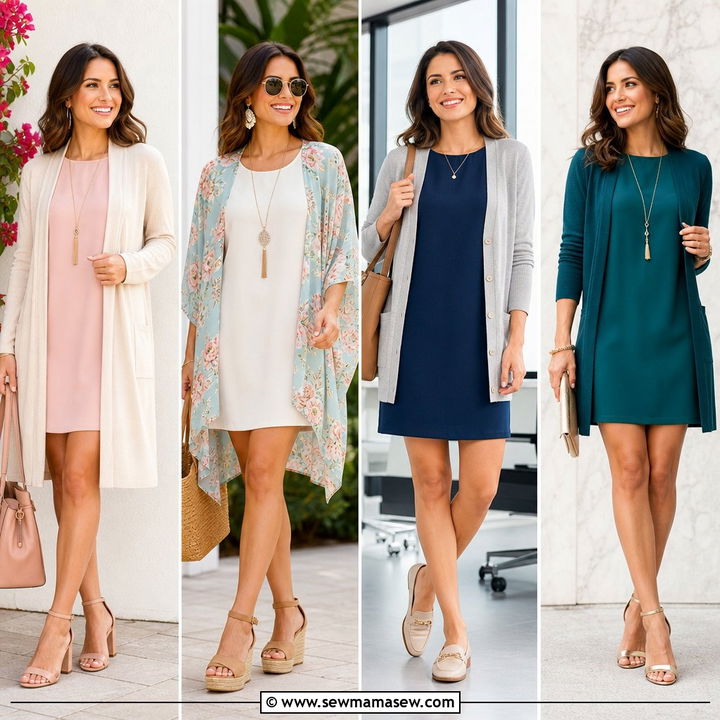 25 Shift Dress Outfit Ideas With a Cardigan for Cozy Style