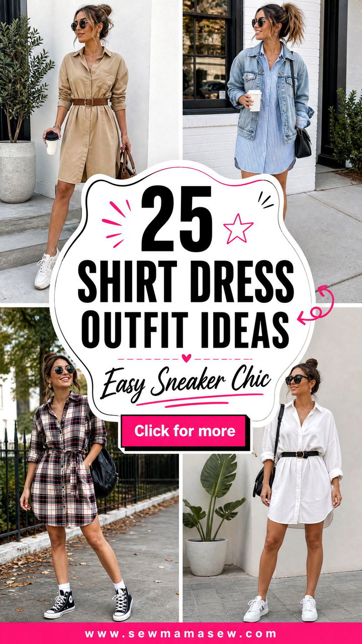 25 Shirt Dress Outfit Ideas With Sneakers For Easy Chic - 25 Shirt Dress Outfit Ideas With Sneakers For Easy Chic