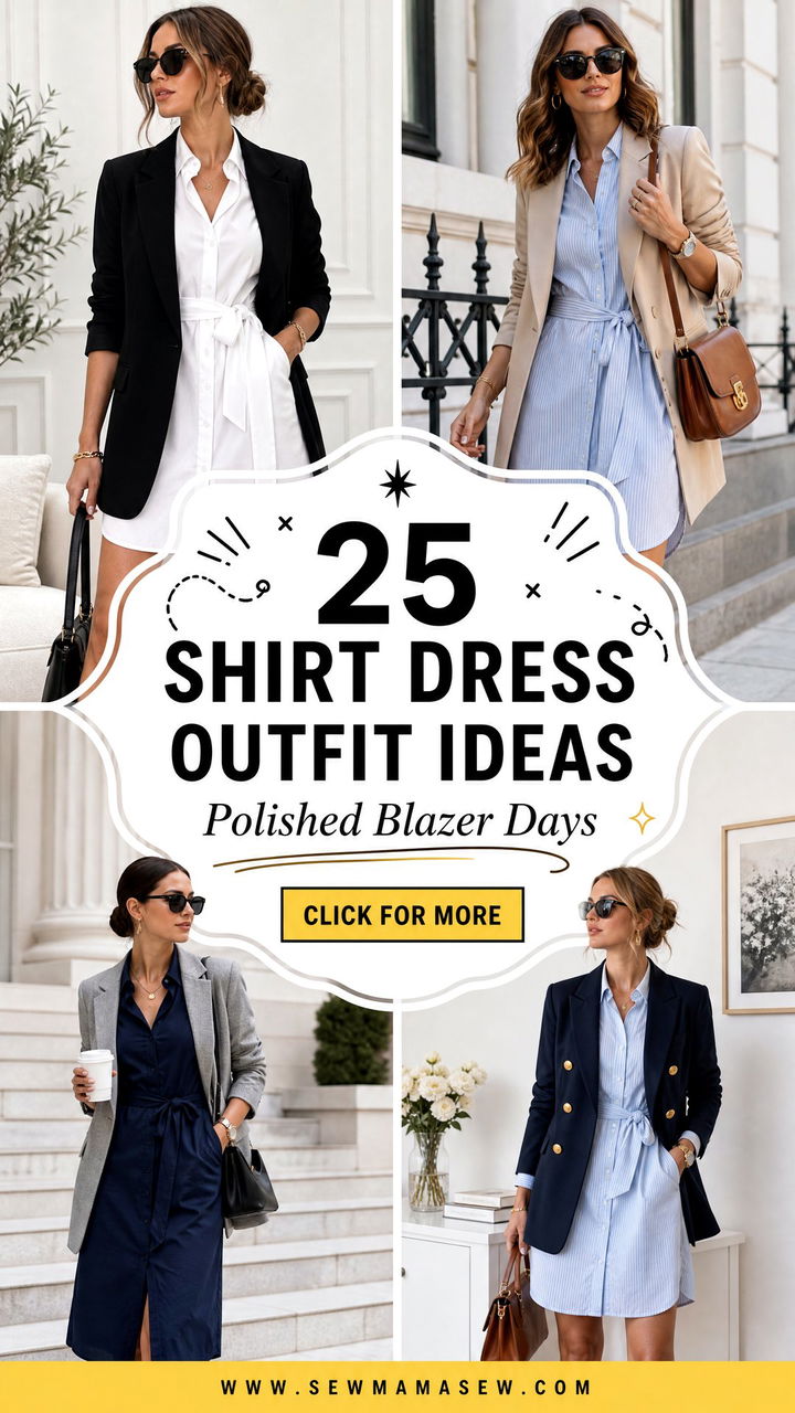 25 Shirt Dress Outfit Ideas With a Blazer for Polished Days - 25 Shirt Dress Outfit Ideas With a Blazer for Polished Days
