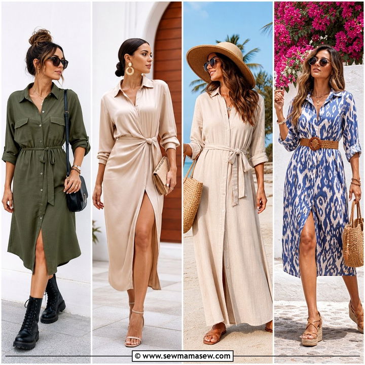 25 Shirt Dress Outfits For Women Over 40 To Feel Modern