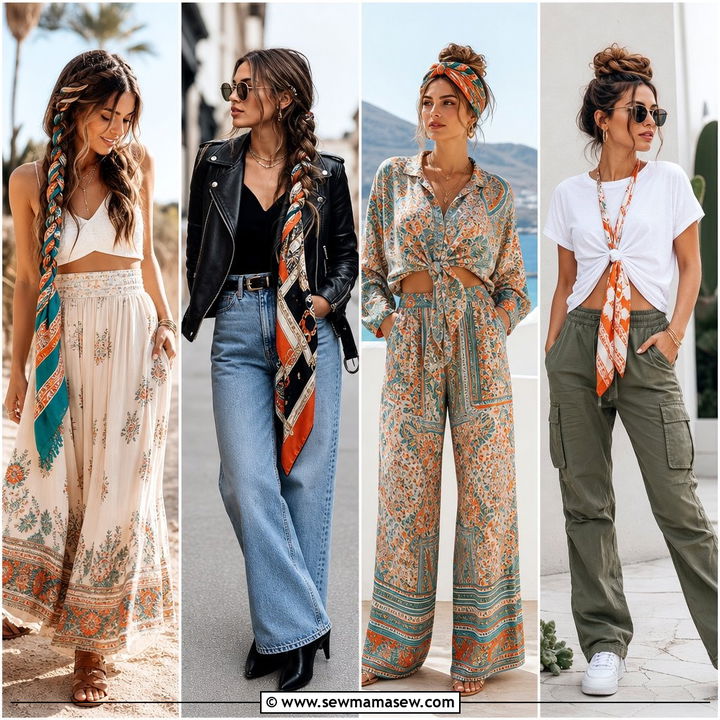 25 Silk Scarf in Hair Outfit Ideas for Chic Summer Looks