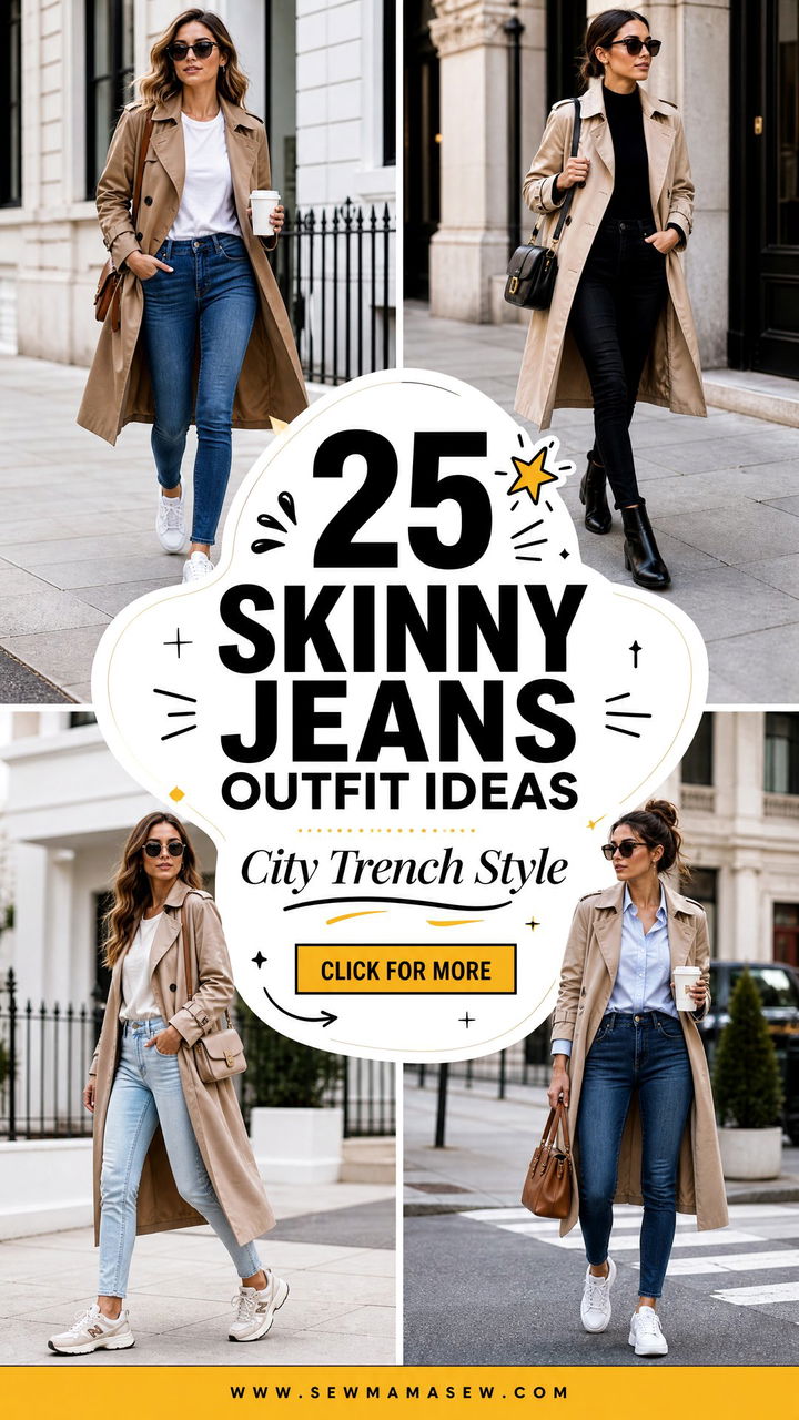 25 Skinny Jeans Outfit Ideas With A Trench Coat For City Style - 25 Skinny Jeans Outfit Ideas With A Trench Coat For City Style