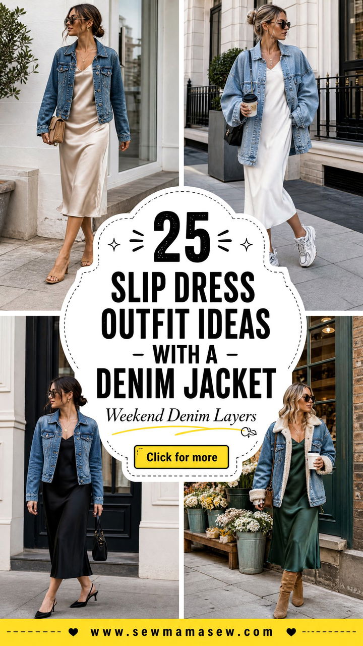 25 Slip Dress Outfit Ideas with a Denim Jacket for Weekends - 25 Slip Dress Outfit Ideas with a Denim Jacket for Weekends