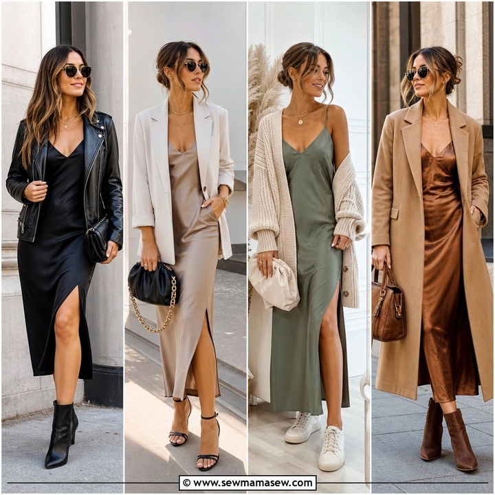 25 Slip Dress Outfit Ideas With a Jacket for Easy Layers