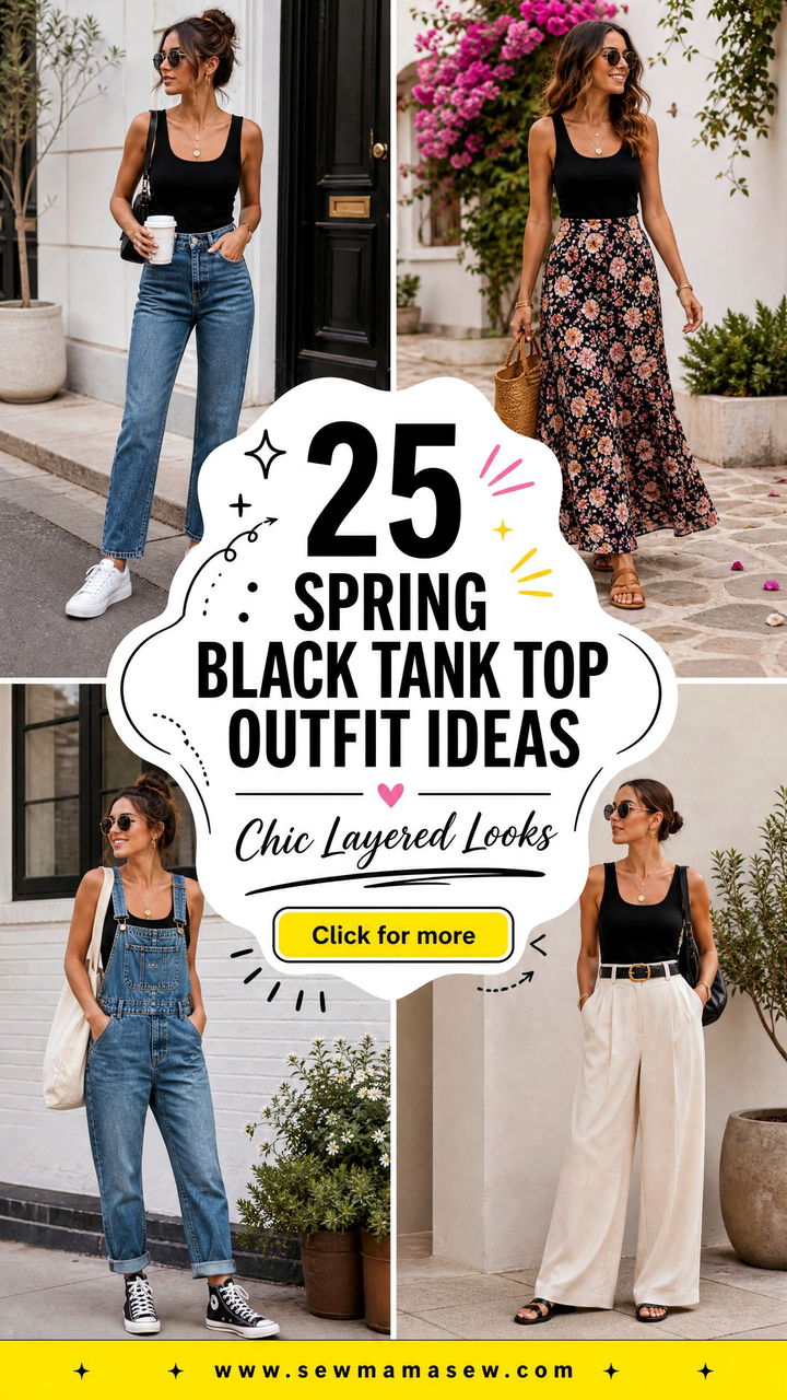 25 Spring Black Tank Top Outfit Ideas for Chic Layers - 25 Spring Black Tank Top Outfit Ideas for Chic Layers