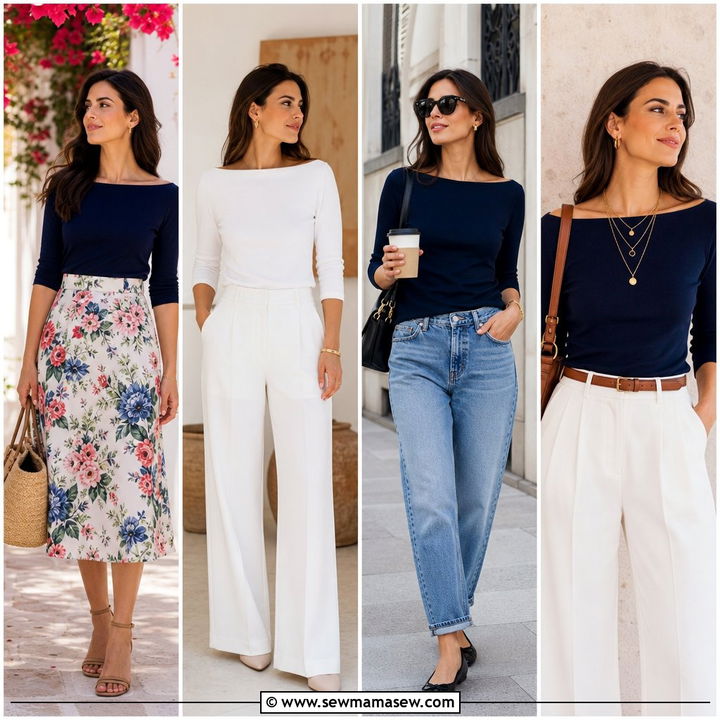 25 Spring Boatneck Top Outfit Ideas for Elegant Days