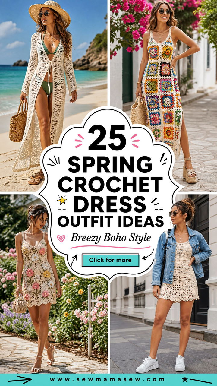 25 Spring Crochet Dress Outfit Ideas for Breezy Boho Style - 25 Spring Crochet Dress Outfit Ideas for Breezy Boho Style