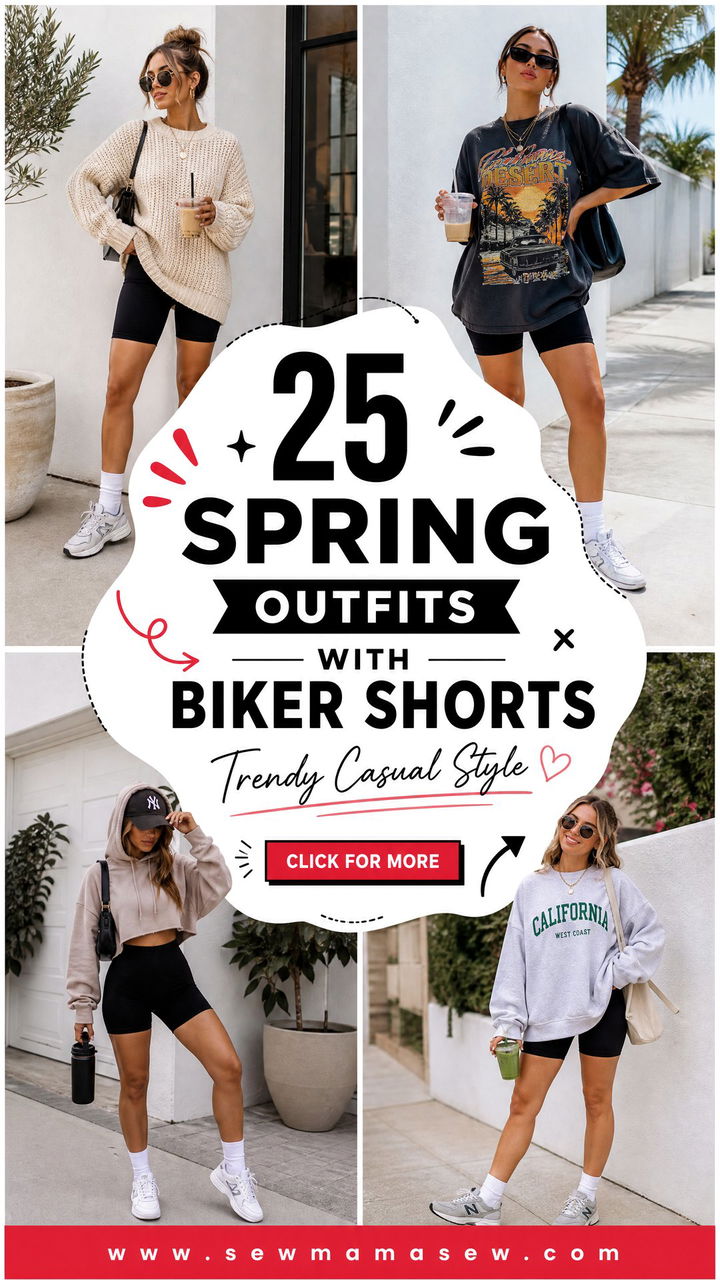 25 Spring Outfits With Biker Shorts for Trendy Casual Style - 25 Spring Outfits With Biker Shorts for Trendy Casual Style