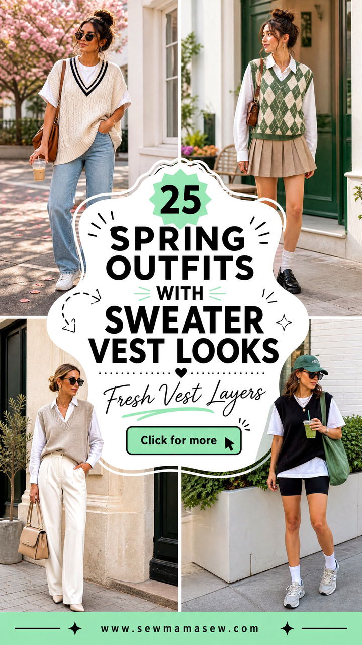 25 Spring Outfits With Sweater Vest Looks to Try - 25 Spring Outfits With Sweater Vest Looks to Try
