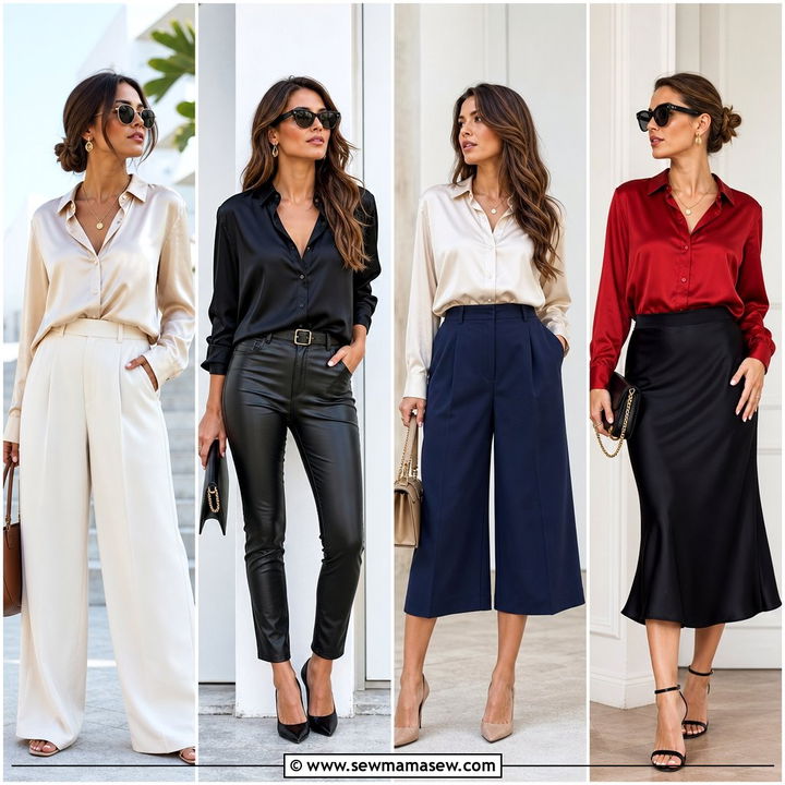25 Spring Silk Shirt Outfit Ideas for Elegant Workdays