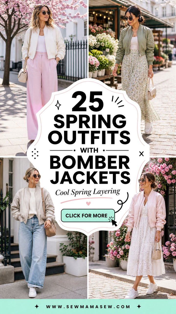 25 Spring outfits with bomber jackets for Cool Layering - 25 Spring outfits with bomber jackets for Cool Layering