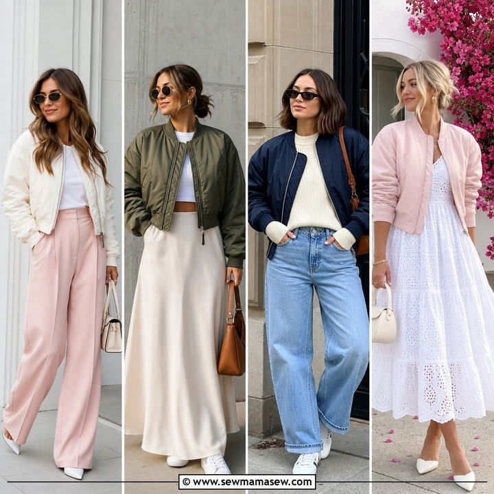 25 Spring outfits with bomber jackets for Cool Layering