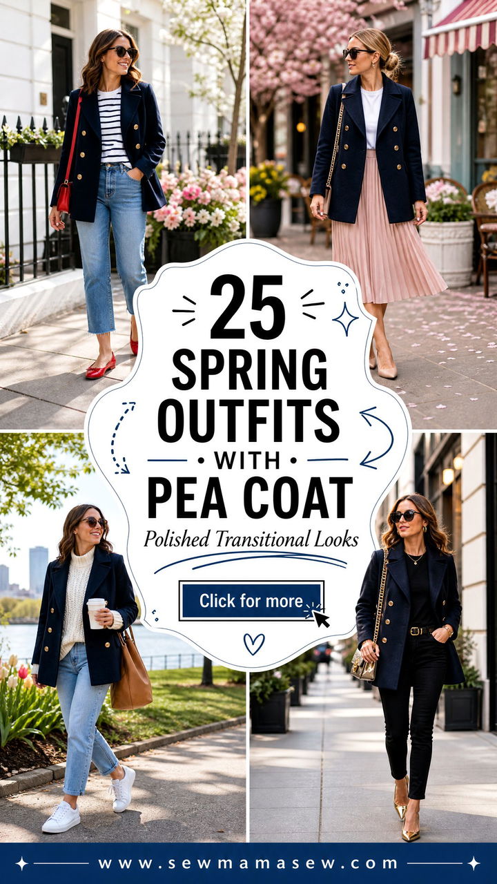 25 Spring outfits with pea coat for Polished Transitional Looks - 25 Spring outfits with pea coat for Polished Transitional Looks