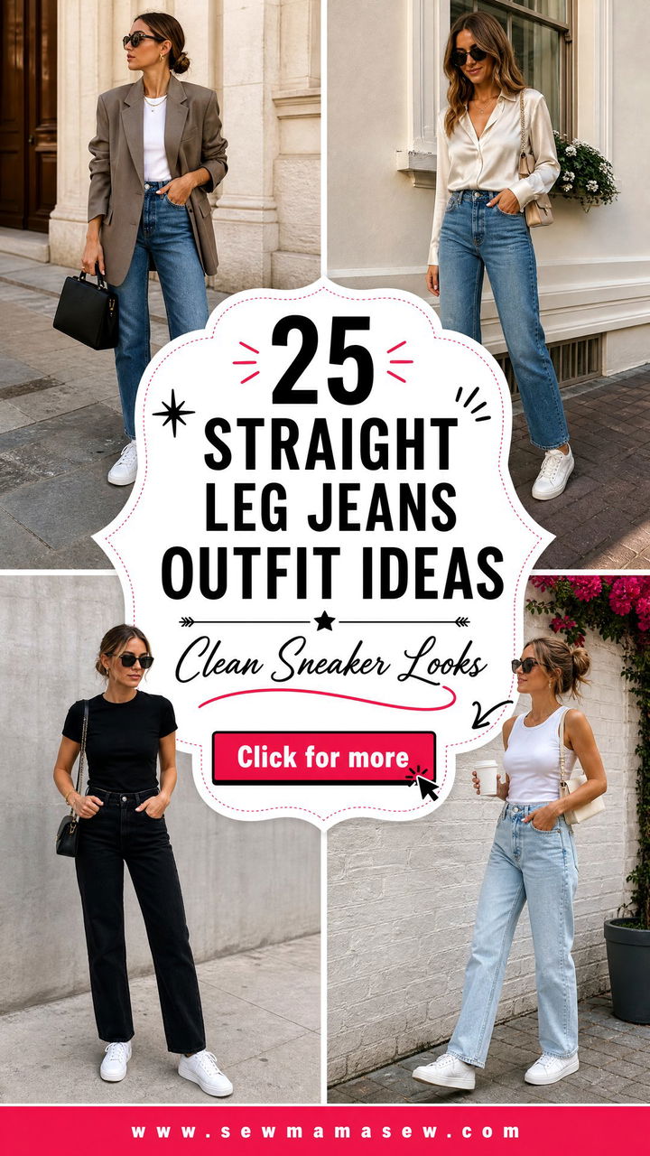 25 Straight Leg Jeans Outfit Ideas With White Sneakers - 25 Straight Leg Jeans Outfit Ideas With White Sneakers