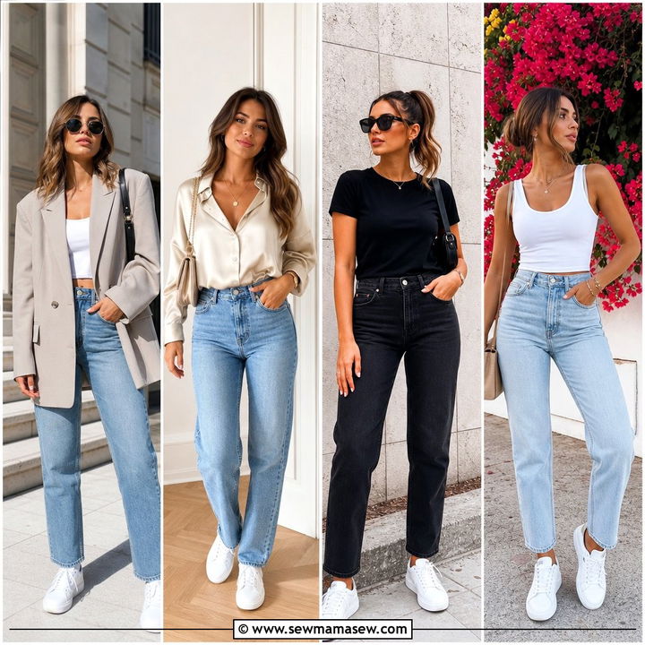 25 Straight Leg Jeans Outfit Ideas With White Sneakers