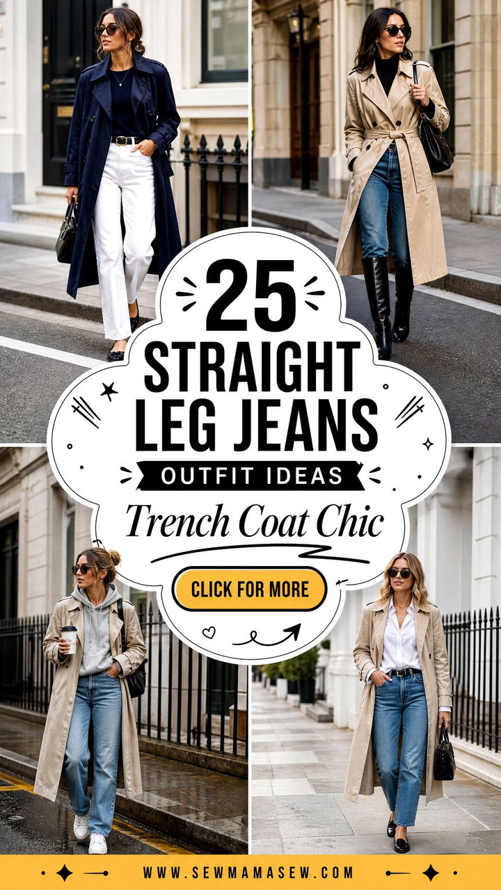 25 Straight Leg Jeans Outfit Ideas With a Trench Coat - 25 Straight Leg Jeans Outfit Ideas With a Trench Coat