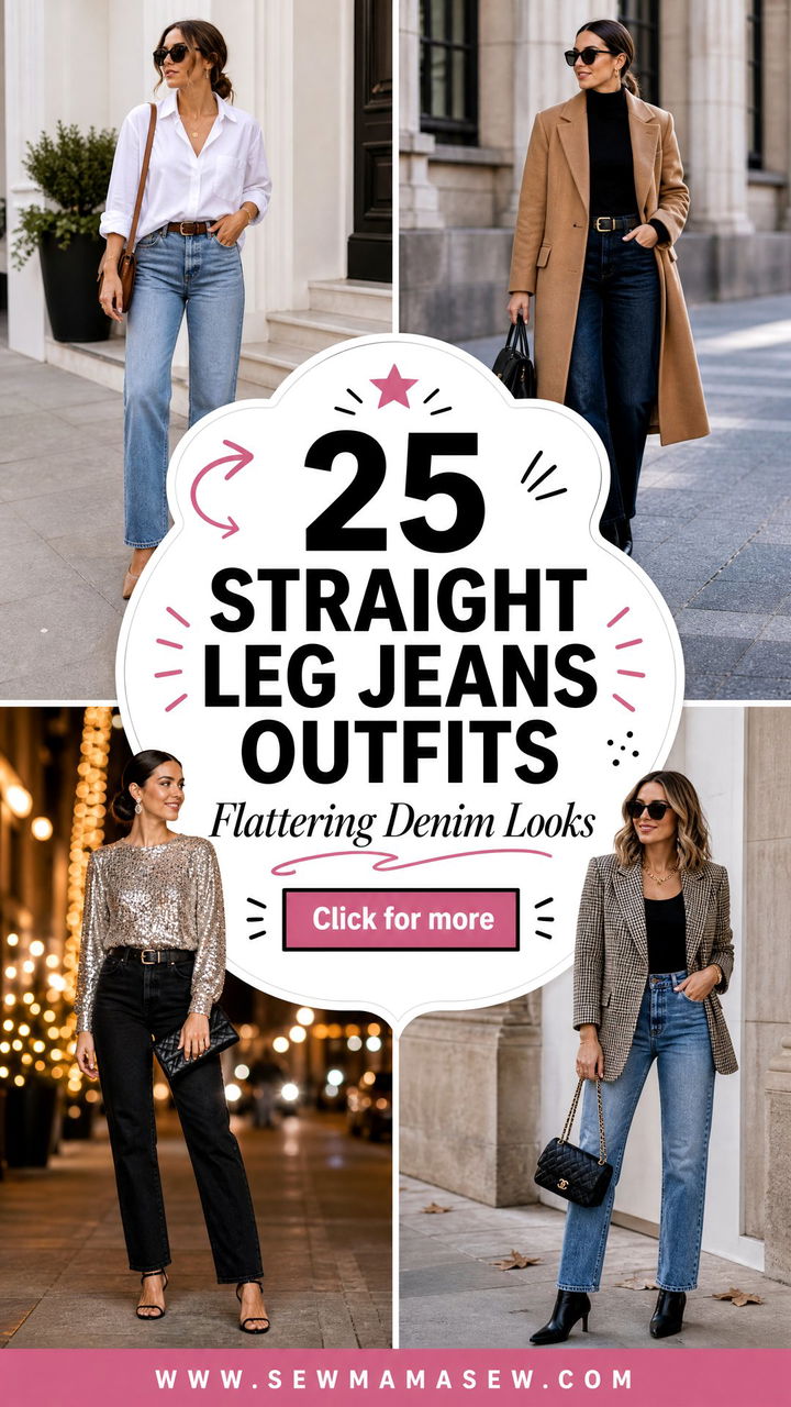25 Straight Leg Jeans Outfits For Women Over 40 That Flatter - 25 Straight Leg Jeans Outfits For Women Over 40 That Flatter