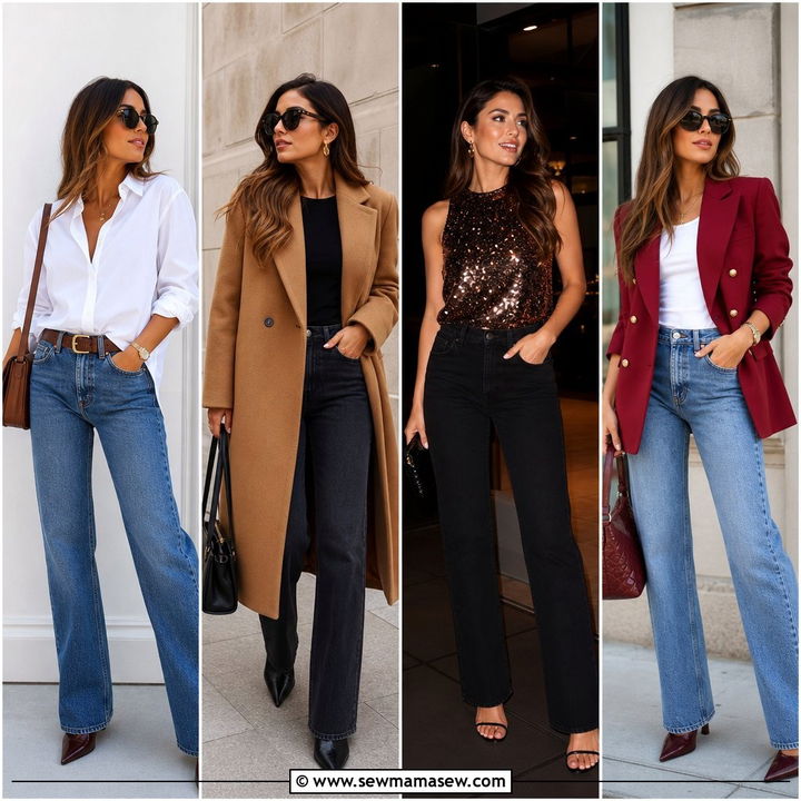 25 Straight Leg Jeans Outfits For Women Over 40 That Flatter
