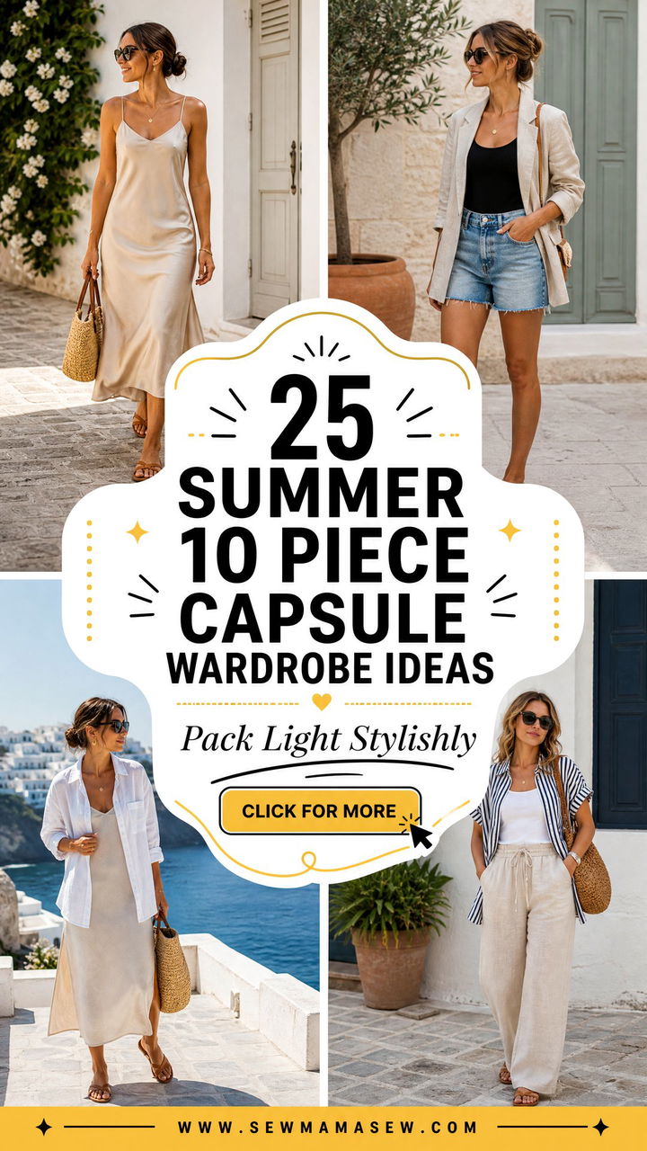 25 Summer 10 Piece Capsule Wardrobe Ideas to Pack Light - 25 Summer 10 Piece Capsule Wardrobe Ideas to Pack Light