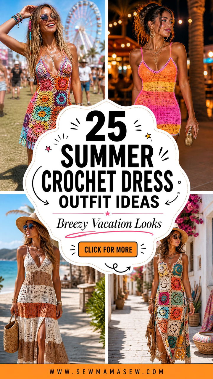 25 Summer Crochet Dress Outfit Ideas for Breezy Vacations - 25 Summer Crochet Dress Outfit Ideas for Breezy Vacations