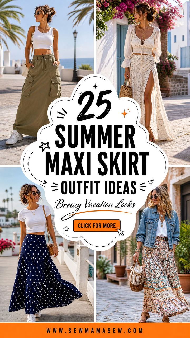 25 Summer Maxi Skirt Outfit Ideas for Breezy Vacation Looks - 25 Summer Maxi Skirt Outfit Ideas for Breezy Vacation Looks