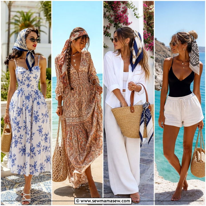 25 Summer Outfits With Hair Scarf for Playful Chic Style