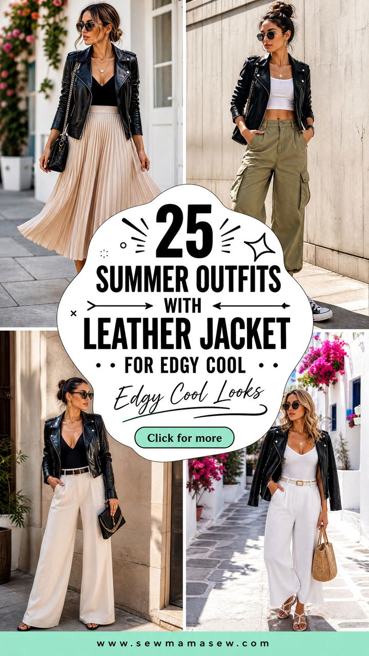 25 Summer Outfits With Leather Jacket For Edgy Cool - 25 Summer Outfits With Leather Jacket For Edgy Cool