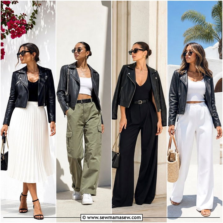 25 Summer Outfits With Leather Jacket For Edgy Cool