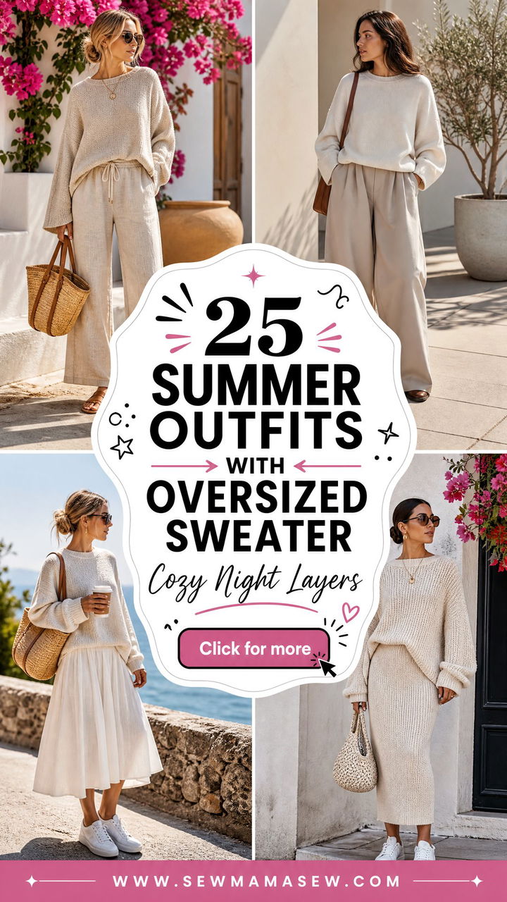 25 Summer Outfits With Oversized Sweater for Cozy Nights - 25 Summer Outfits With Oversized Sweater for Cozy Nights