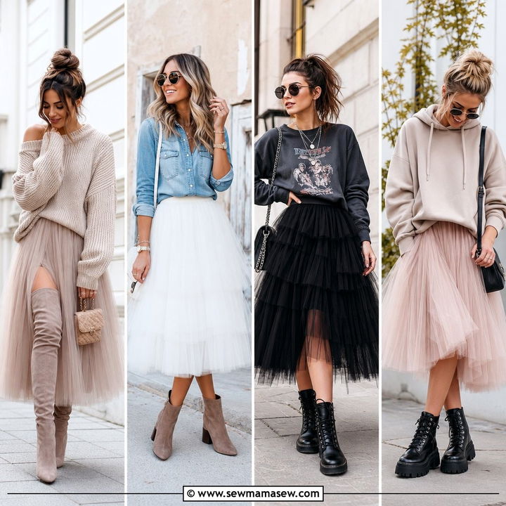 25 Tulle Skirt Outfit Ideas With Boots for Edgy Feminine Style