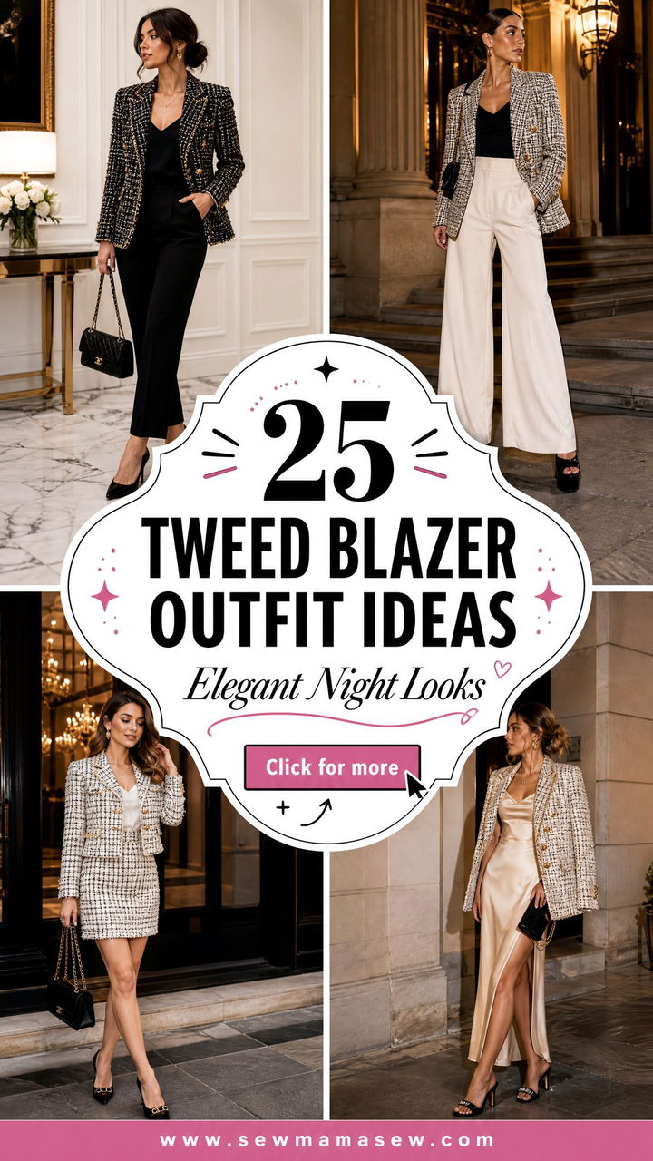 25 Tweed Blazer Outfit Ideas With Heels for Elegant Nights - 25 Tweed Blazer Outfit Ideas With Heels for Elegant Nights