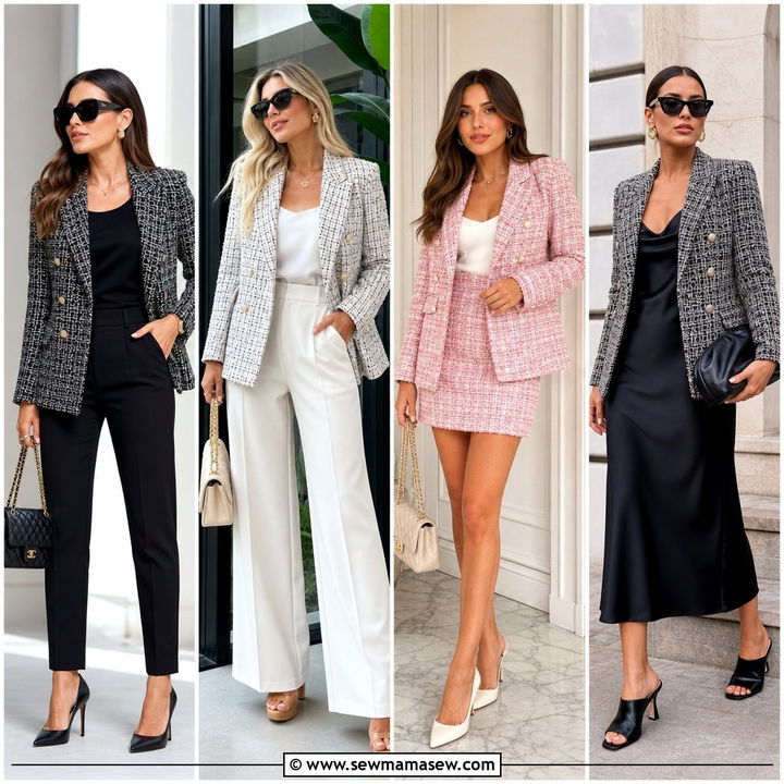 25 Tweed Blazer Outfit Ideas With Heels for Elegant Nights