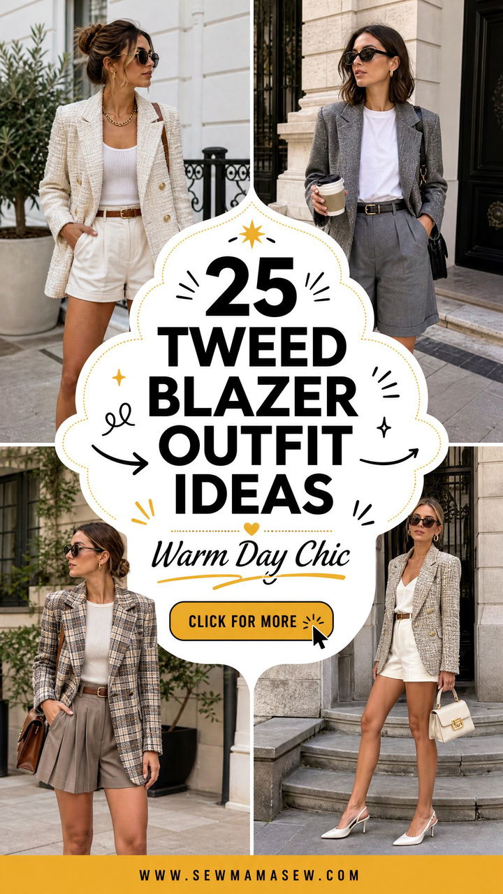 25 Tweed Blazer Outfit Ideas With Shorts for Warm Days - 25 Tweed Blazer Outfit Ideas With Shorts for Warm Days