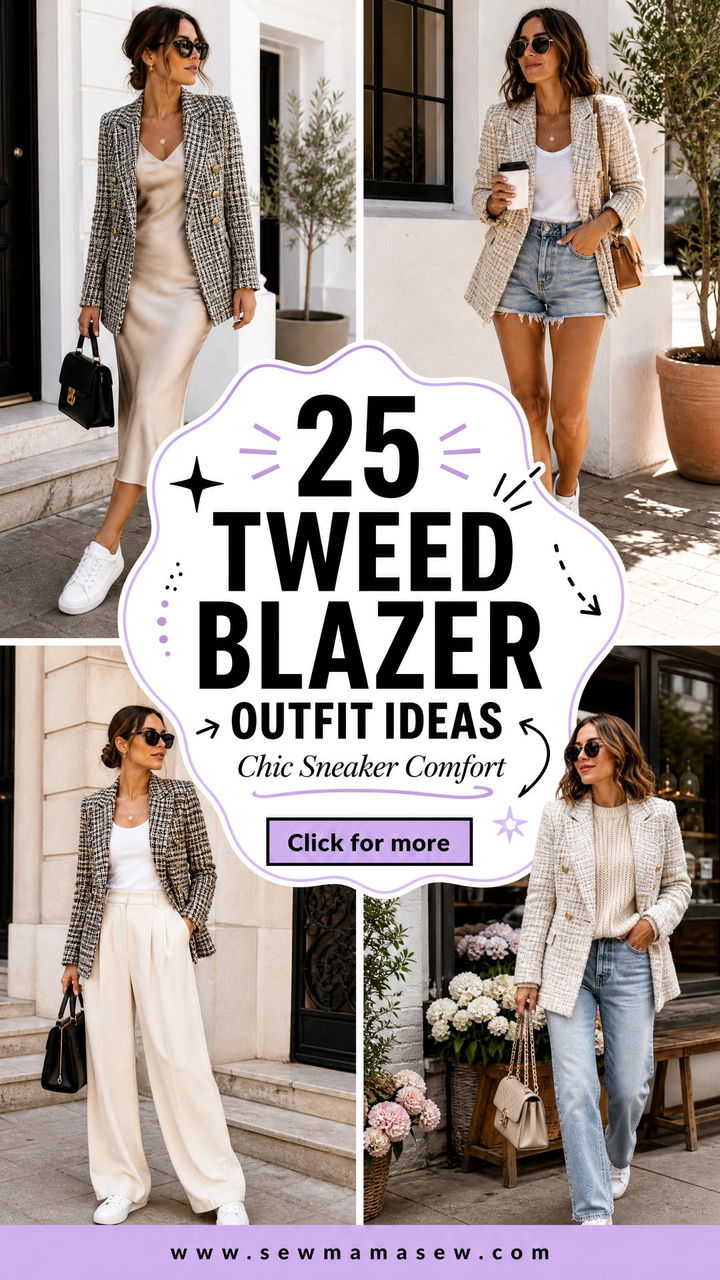 25 Tweed Blazer Outfit Ideas With Sneakers for Chic Comfort - 25 Tweed Blazer Outfit Ideas With Sneakers for Chic Comfort