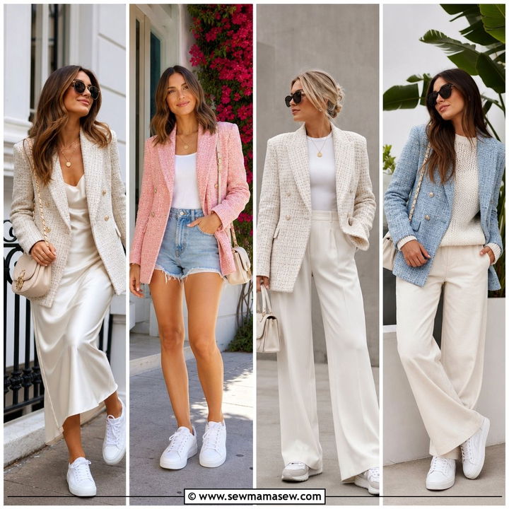 25 Tweed Blazer Outfit Ideas With Sneakers for Chic Comfort