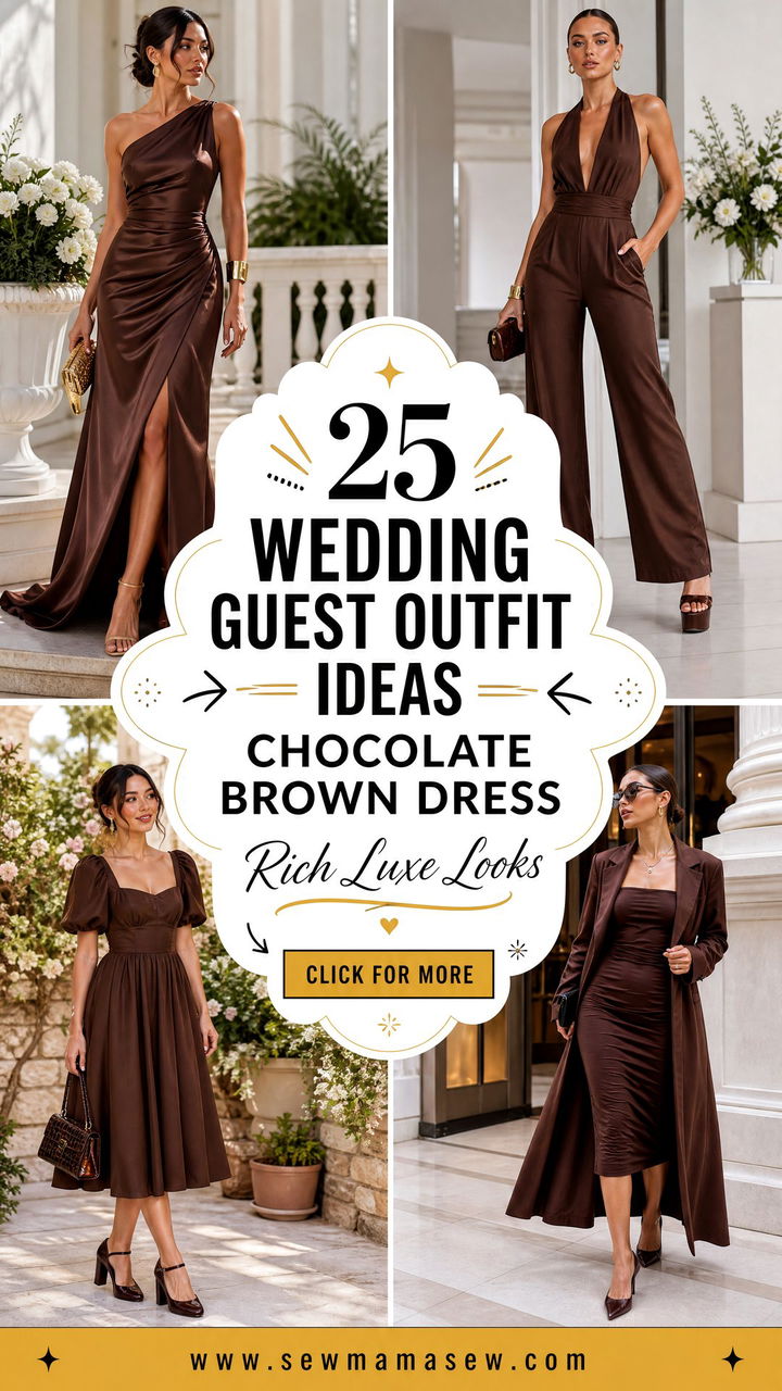 25 Wedding Guest Outfit Ideas Chocolate Brown Dress Luxe - 25 Wedding Guest Outfit Ideas Chocolate Brown Dress: Luxe