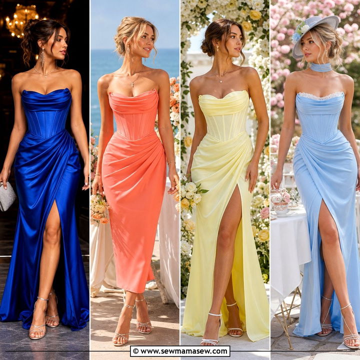 25 Wedding Guest Outfit Ideas: Corset Bodice Dress Looks