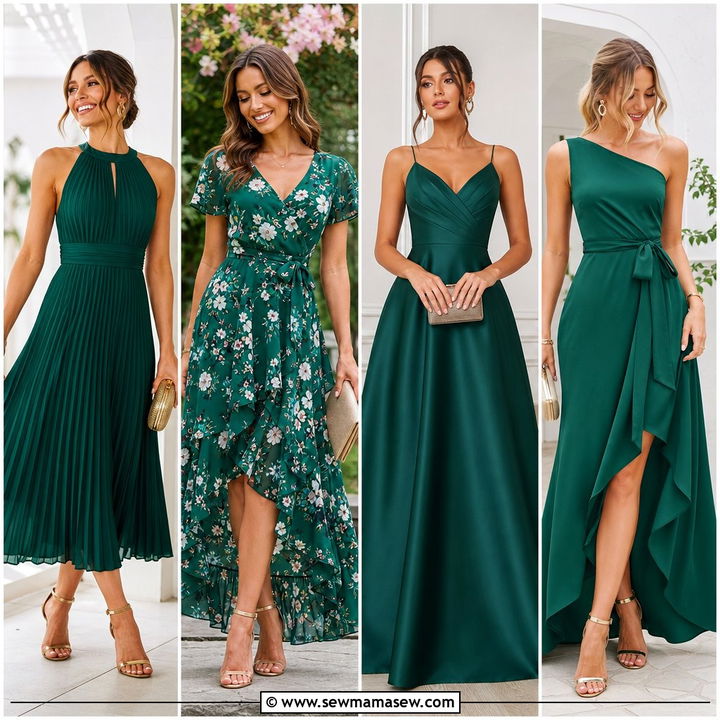 25 Wedding Guest Outfit Ideas Emerald Green Dress: Elegant