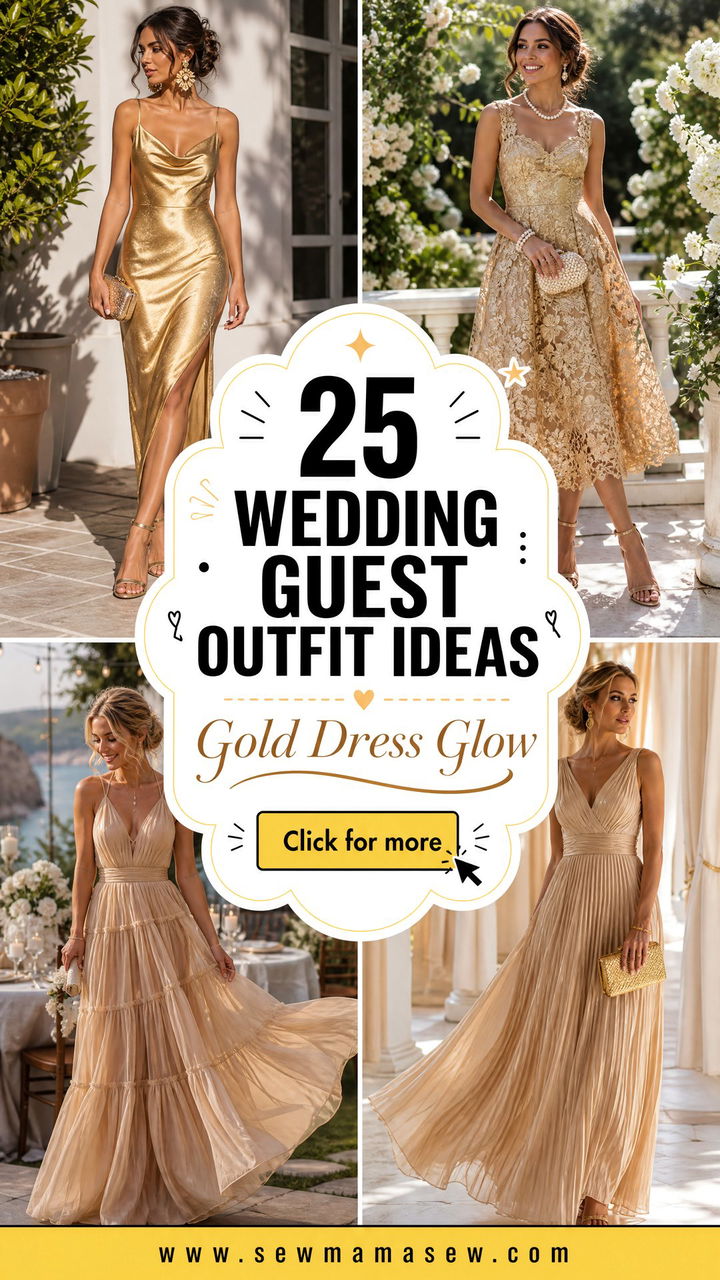 25 Wedding Guest Outfit Ideas Gold Dress Looks That Glow - 25 Wedding Guest Outfit Ideas: Gold Dress Looks That Glow