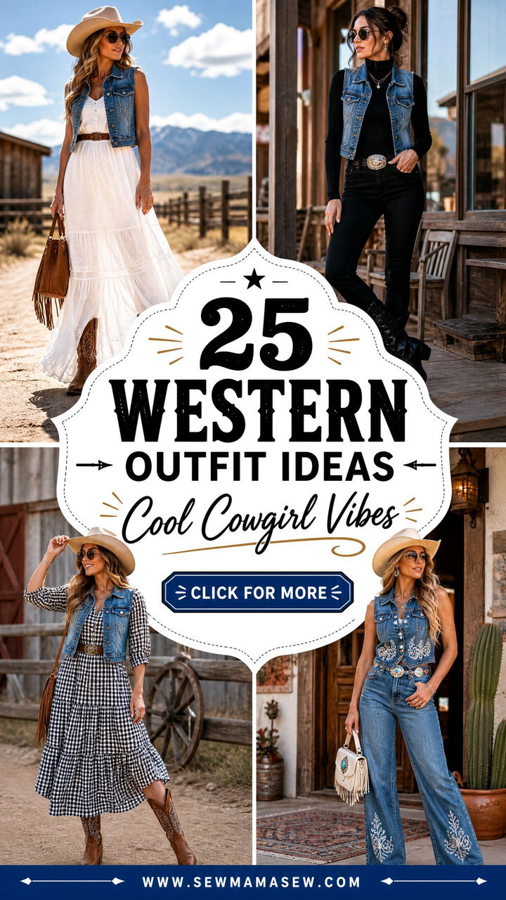 25 Western Outfit Ideas With Denim Vest for Cool Cowgirl Vibes - 25 Western Outfit Ideas With Denim Vest for Cool Cowgirl Vibes