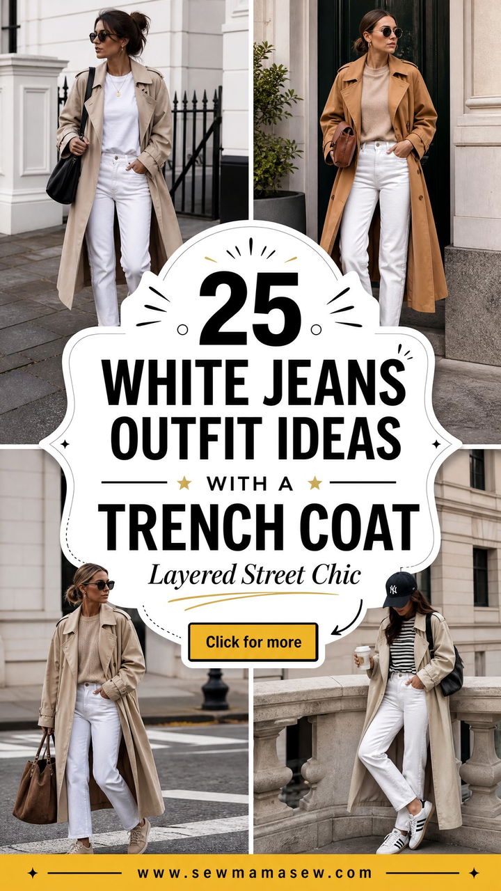 25 White Jeans Outfit Ideas With A Trench Coat Chic Layers - 25 White Jeans Outfit Ideas With A Trench Coat: Chic Layers