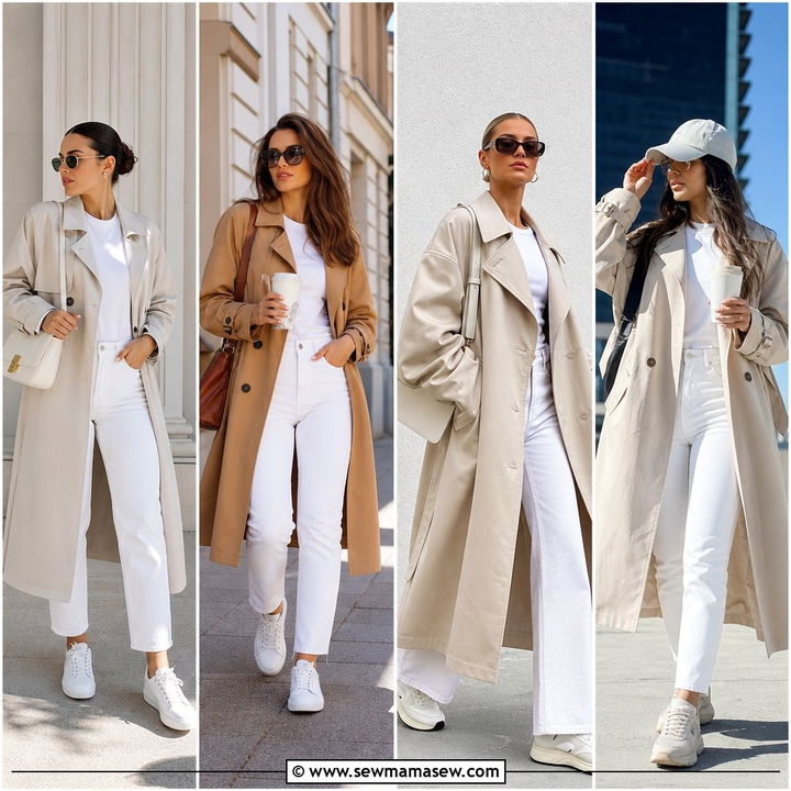 25 White Jeans Outfit Ideas With A Trench Coat: Chic Layers
