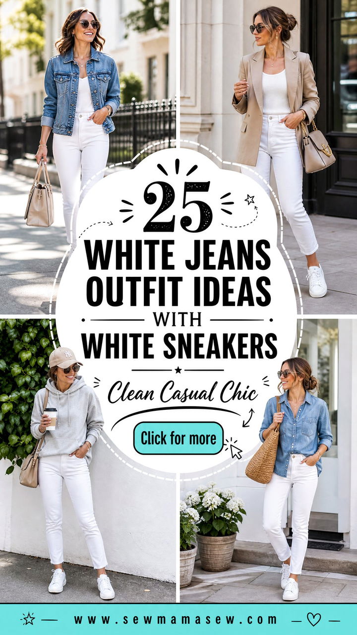 25 White Jeans Outfit Ideas With White Sneakers Casual Chic - 25 White Jeans Outfit Ideas With White Sneakers: Casual Chic