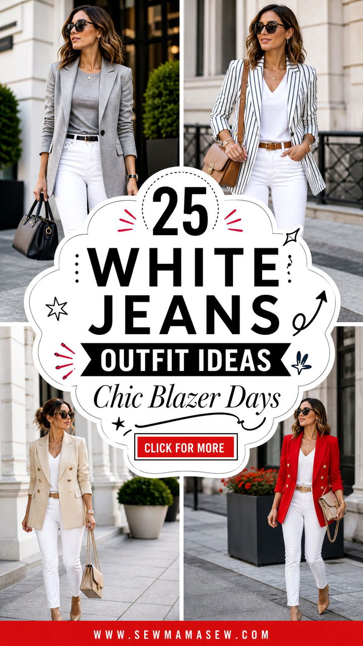 25 White Jeans Outfit Ideas With a Blazer for Chic Days - 25 White Jeans Outfit Ideas With a Blazer for Chic Days
