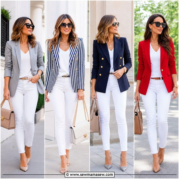 25 White Jeans Outfit Ideas With a Blazer for Chic Days