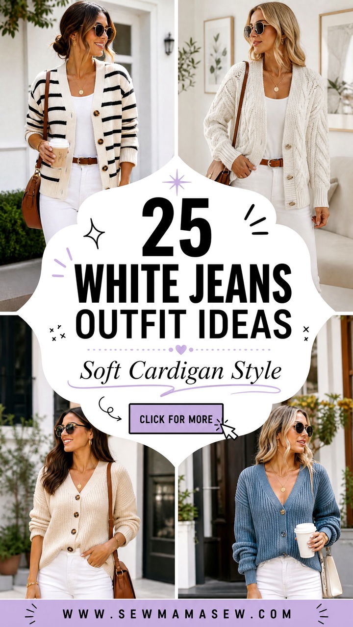 25 White Jeans Outfit Ideas With a Cardigan for Soft Style - 25 White Jeans Outfit Ideas With a Cardigan for Soft Style