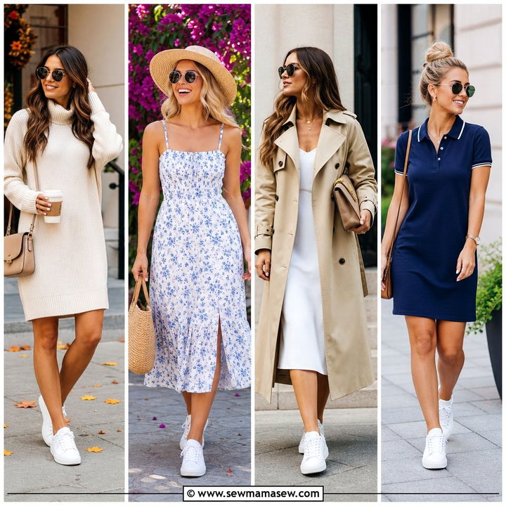 25 White Sneakers Outfit Ideas With A Dress: Easy Chic Looks
