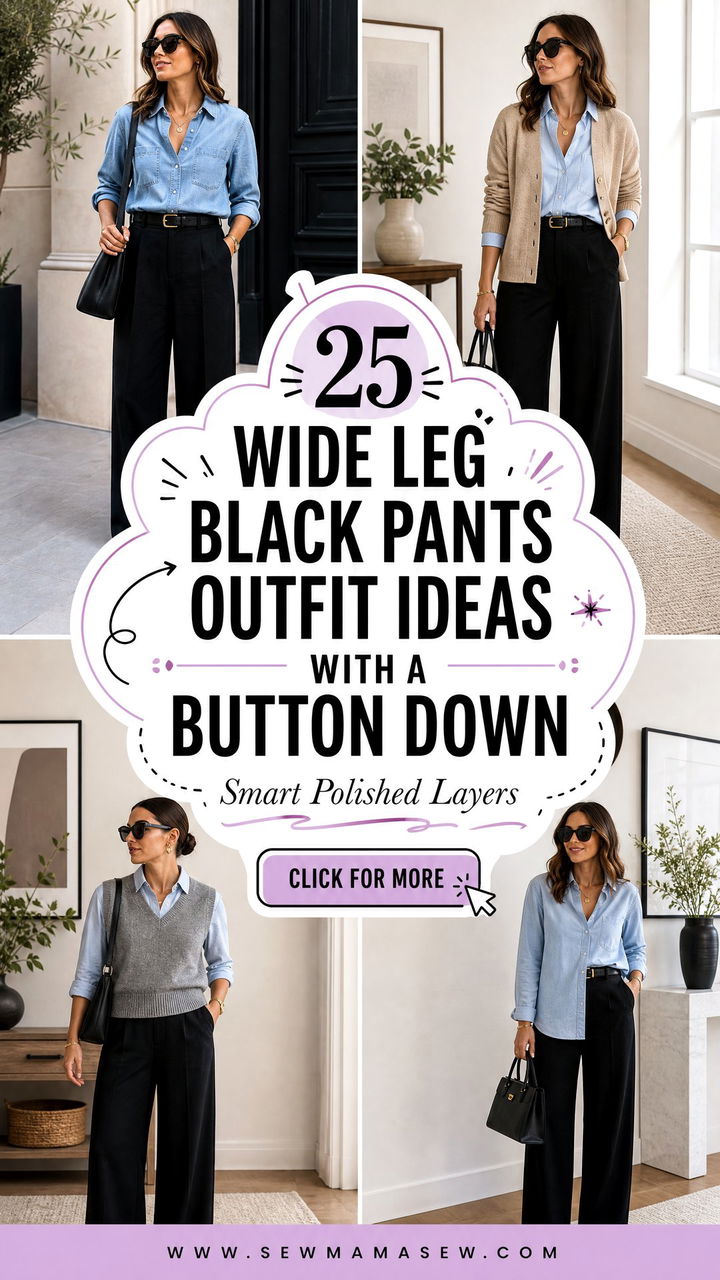25 Wide Leg Black Pants Outfit Ideas With A Button Down Smart - 25 Wide Leg Black Pants Outfit Ideas With A Button Down: Smart