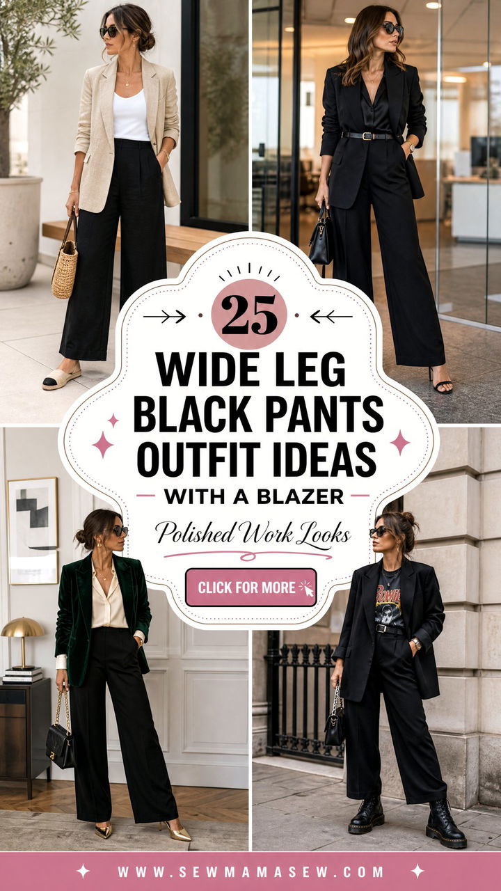 25 Wide Leg Black Pants Outfit Ideas With a Blazer for Work - 25 Wide Leg Black Pants Outfit Ideas With a Blazer for Work